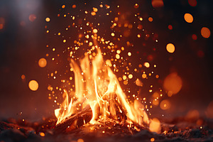 Dancing flames illuminate the night in a warm outdoor gathering, an Arts & Entertainment Photo by AlyaAnd