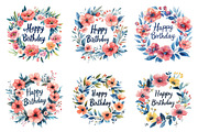 Happy Birthday Floral Wreath PNG, an Illustration by SinaCreation (Thumbnail 2 of 5)