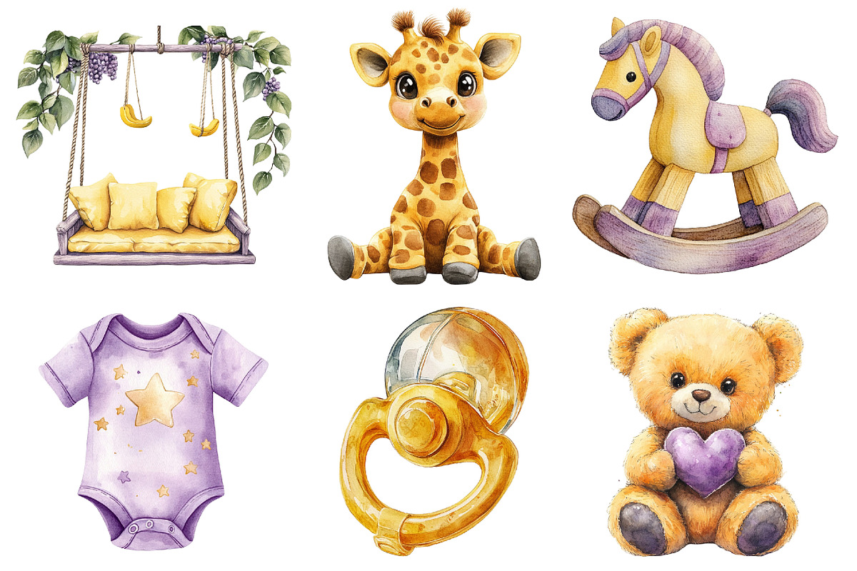Yellow Light Lilac Baby Nursery png, an Illustration by SinaCreation (Photo 2 of 5)