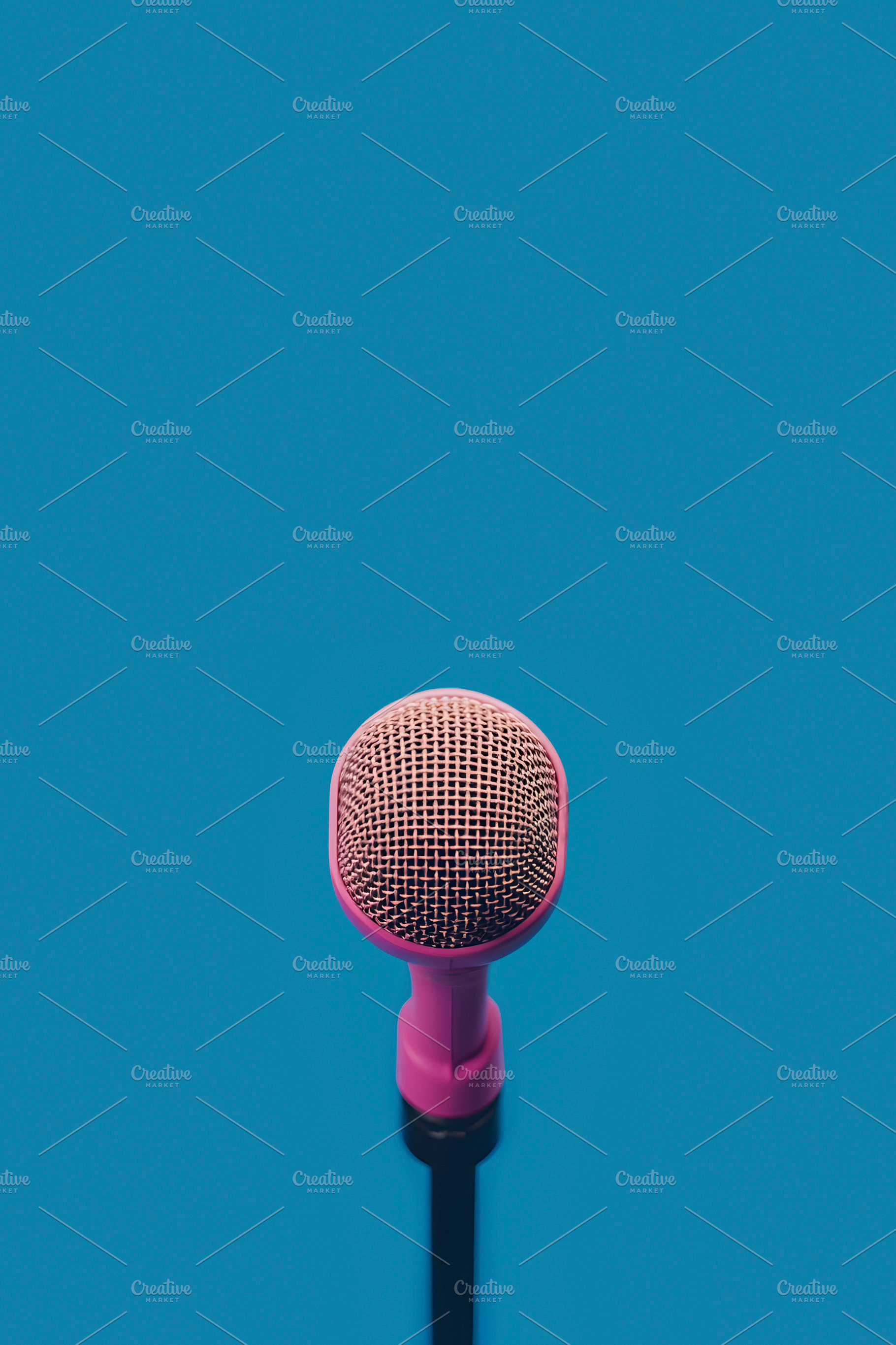 closeup of a pink mic on a stand, generative AI, a Photo by Nito