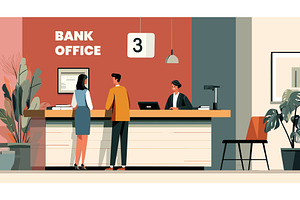 Bank office visitors. Financial, a Finance Illustration by Stock-Smart-Start