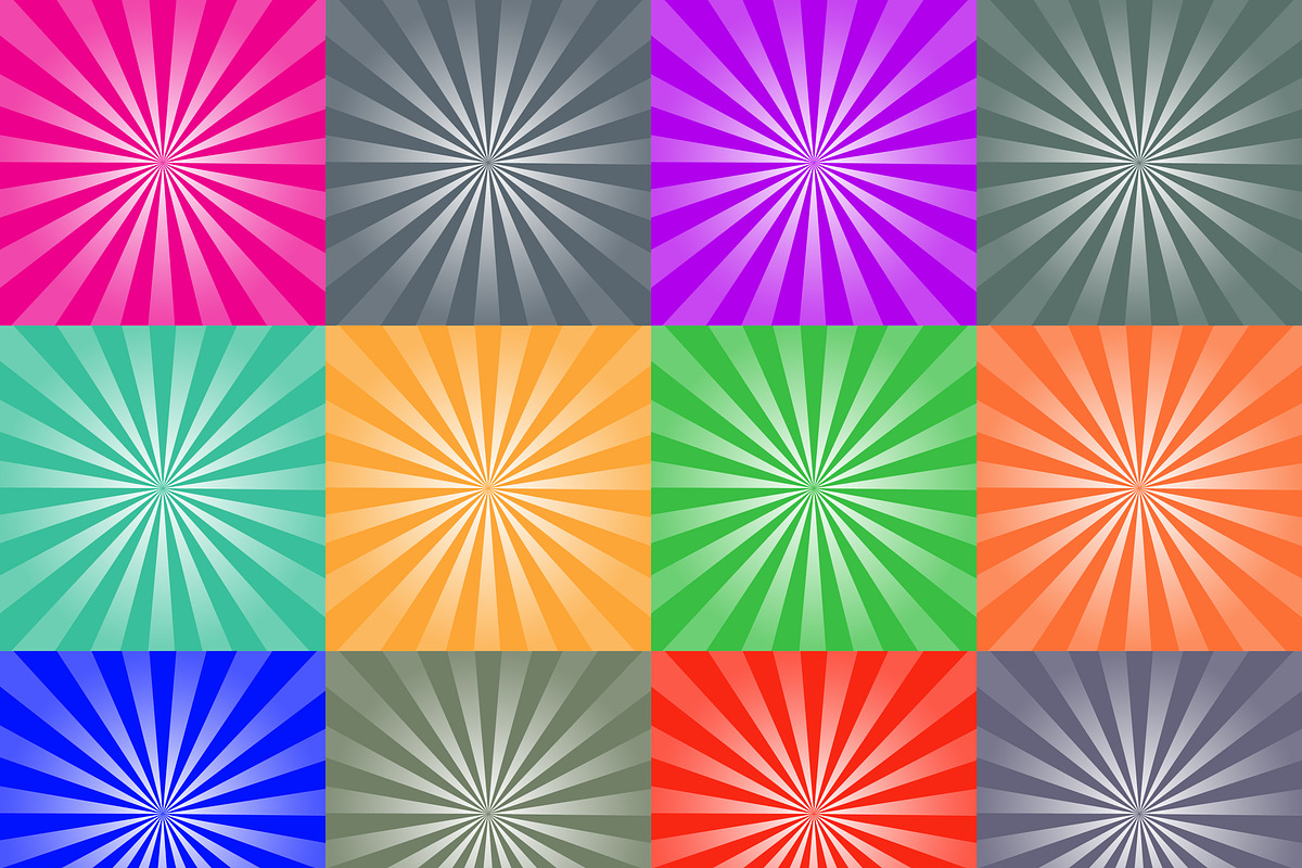 Set of retro ray backgrounds, an Illustration by VIVAT Design Studio