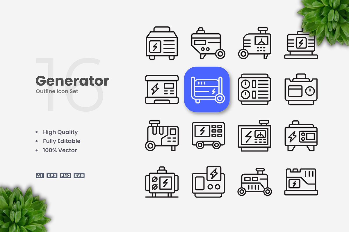 Generator Outline Icons, an Outline Icon by Upnowgraphic