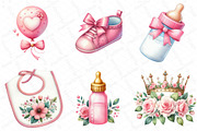 Watercolor Pink Baby Shower Clipart, an Illustration by DreamPrint404 (Thumbnail 3 of 6)