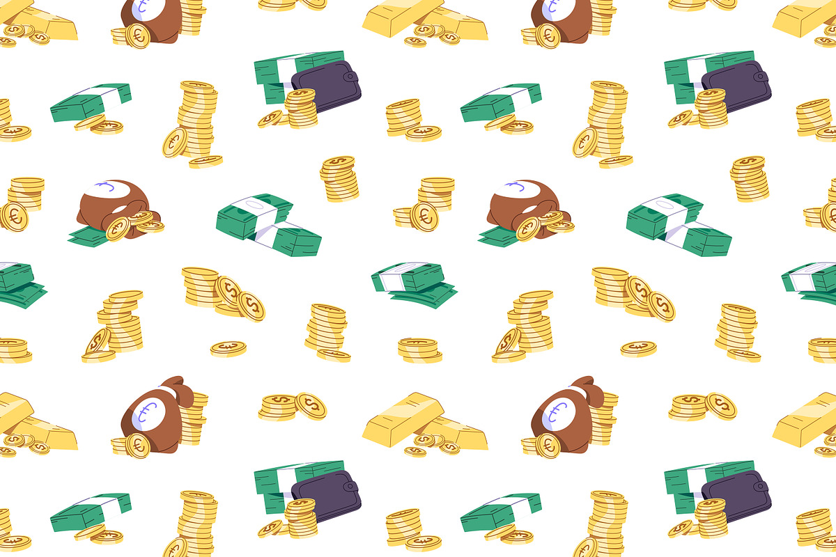 Cash money, coins set + backgrounds, a Finance Illustration by PaperTrident (Photo 4 of 12)