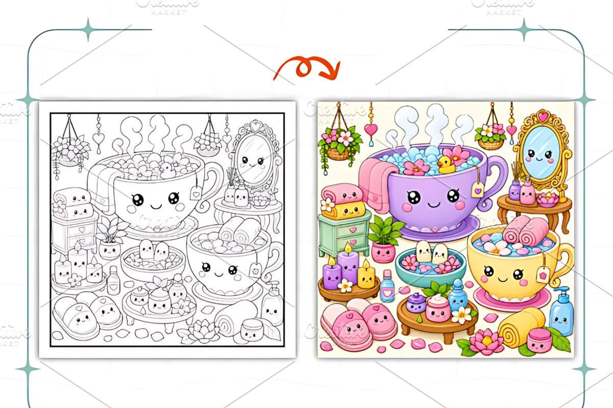 Kawaii Magical Worlds Coloring, a Decorative Illustration by Coco Bloom (Photo 6 of 8)
