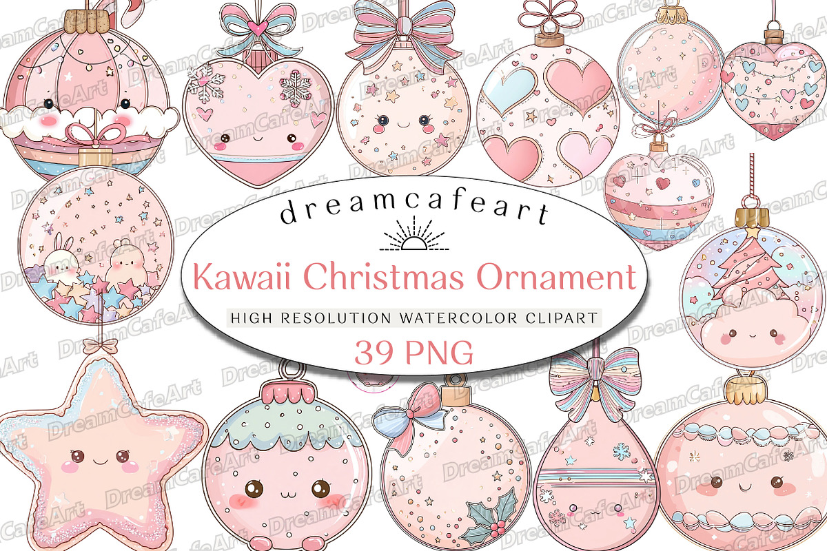 Pastel Kawaii Christmas Ornament, an Illustration by DreamCafeArt (Photo 1 of 7)