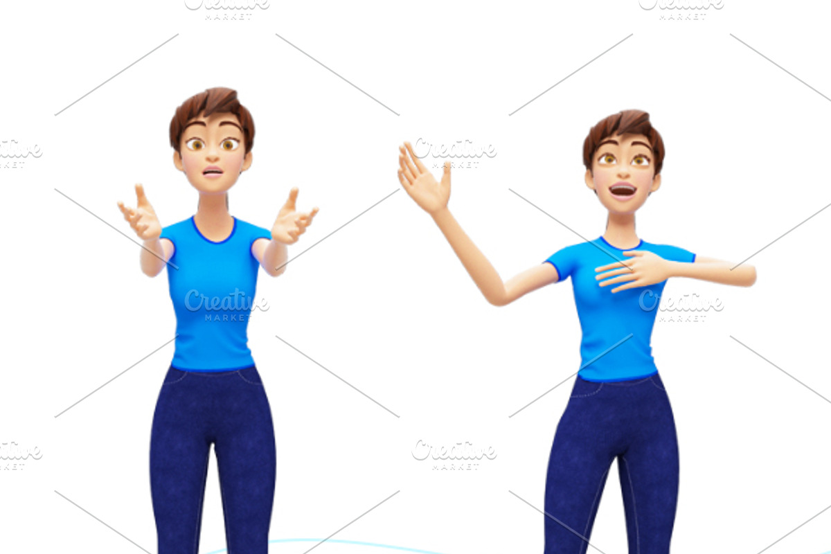 Jenny Cartoon 3D Character Promo Set, a Person Illustration by Oleg Ribar (Photo 6 of 26)