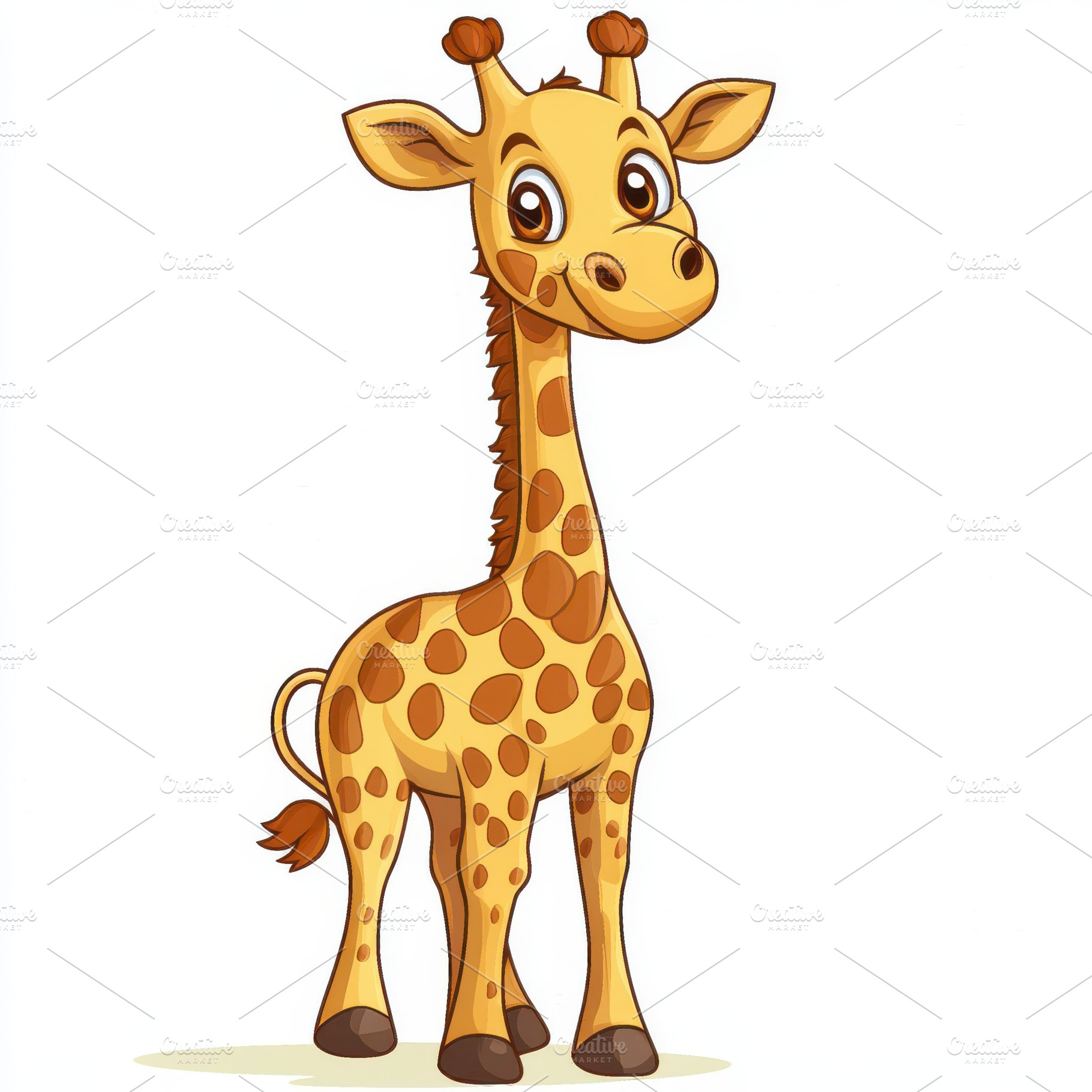 Adorable Baby Giraffe Cartoon Illust, an Animal Photo by Pixeness Studio