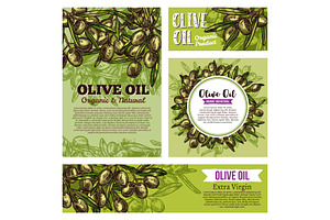 Olive Oil Labels With Green Branches