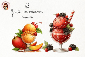 Fruit Ice Cream PNG Clipart, a Food Illustration by Nicolle's Colorful Art