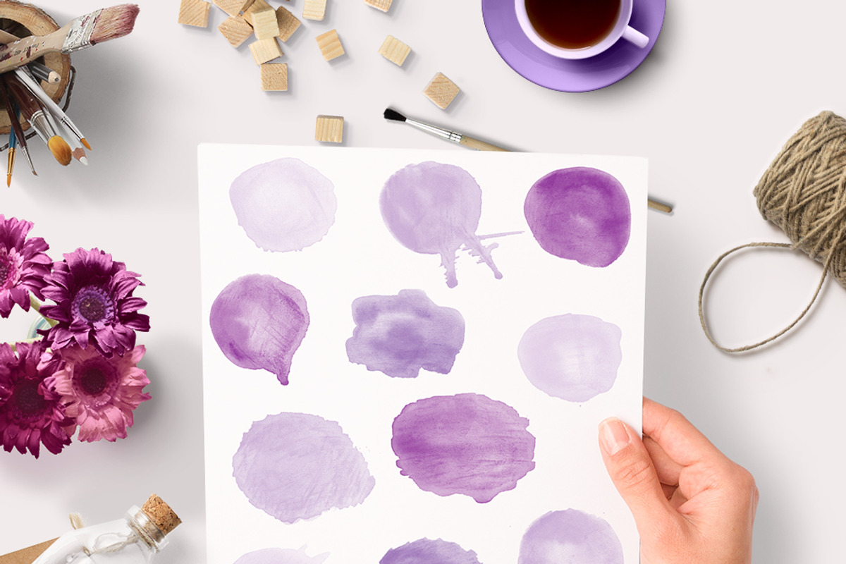 Watercolor Round Drips PS Brushes preview 2