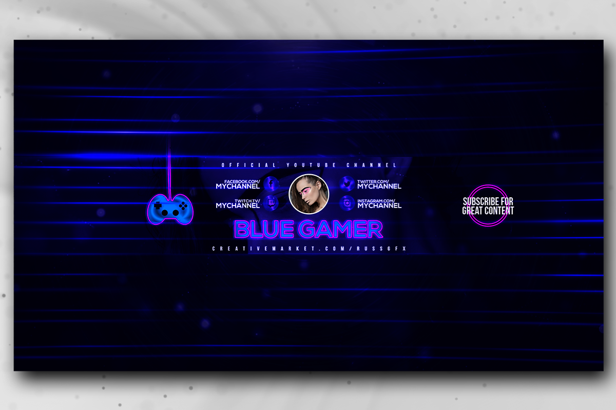 10 Youtube Channel Art Banners vol.3, a Social Media Template by RussGFX (Photo 3 of 11)
