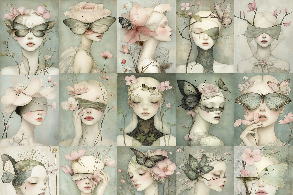 25 Lady Of Spring Digital Papers, a Person Illustration by Fusion Dream (Photo 3 of 10)