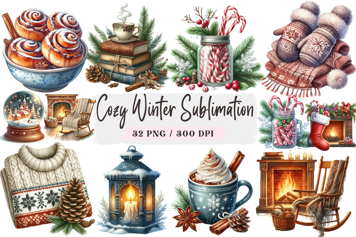 Cozy Winter Sublimation Clipart Bund, an Illustration by DreamArtGraphic (Photo 1 of 4)
