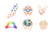 Watercolor Hands Clipart, a Decorative Illustration by BerryPieArt (Thumbnail 2 of 4)