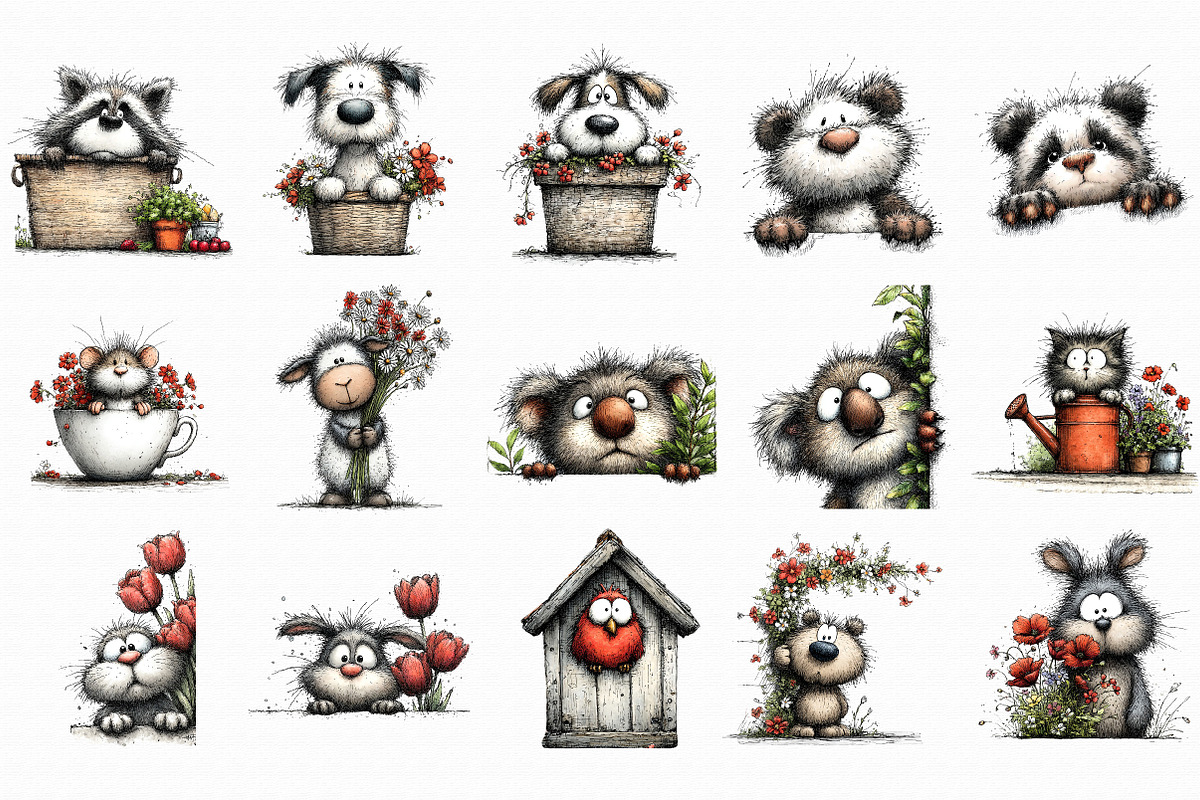 Spring Peeking Animals Clipart Bundl, an Illustration by Libby Wishes (Photo 2 of 4)