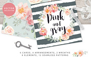 Pink and Gray floral collection, an Illustration by OJardin (Thumbnail 1 of 4)