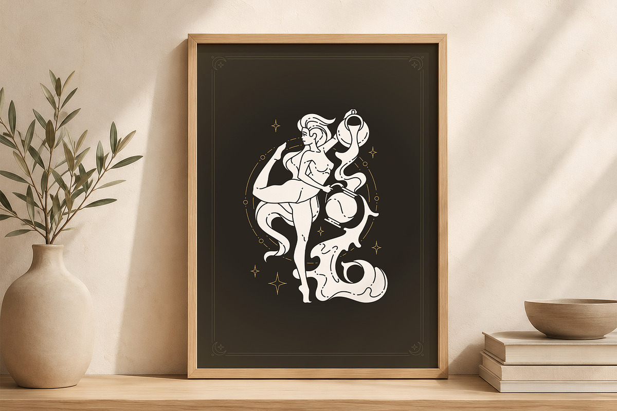 Aquarius Zodiac Wall Art, a Person Illustration by Vasya Kobelev (Photo 5 of 7)