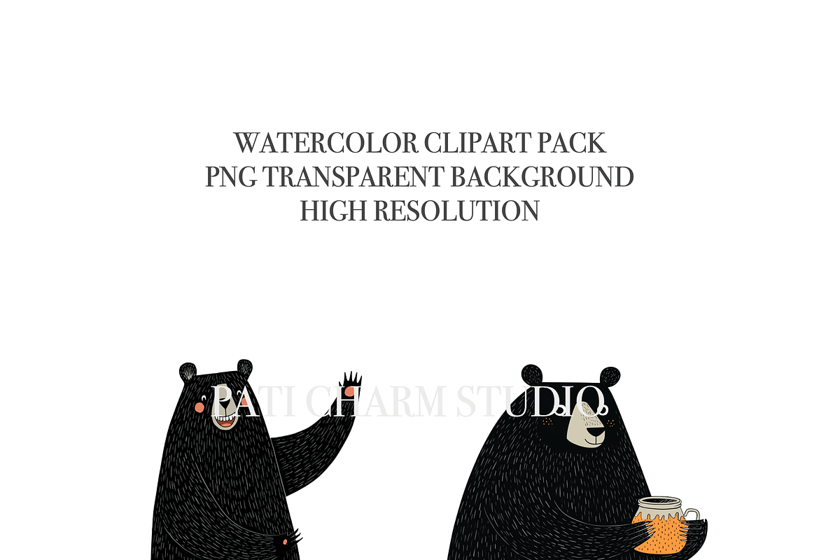 40 Black Bear Clipart, an Animal Illustration by Pati Charm Studio (Photo 4 of 8)
