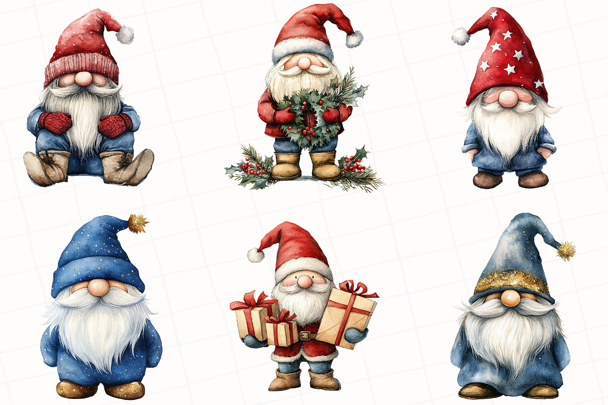 Christmas Gnome Clipart, an Illustration by OK Design (Photo 5 of 5)