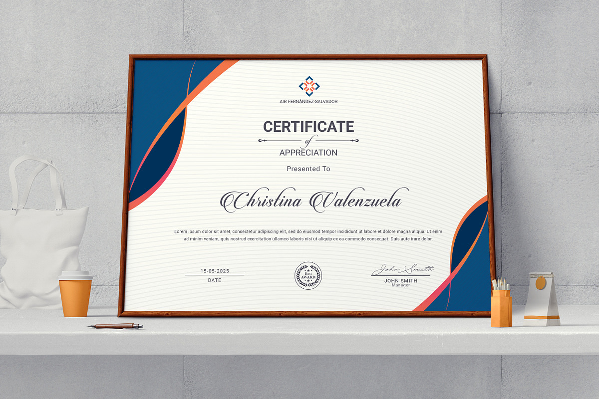 Certificate Template, a Stationery Template by ResumeDevisers (Photo 4 of 8)