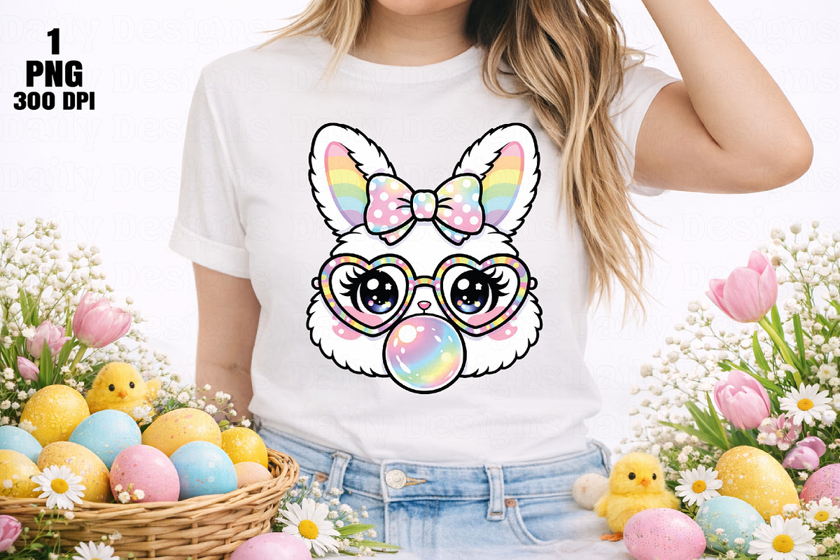 Easter Rabbit with Bubblegum PNG, an Illustration by Daily.Designs (Photo 3 of 5)