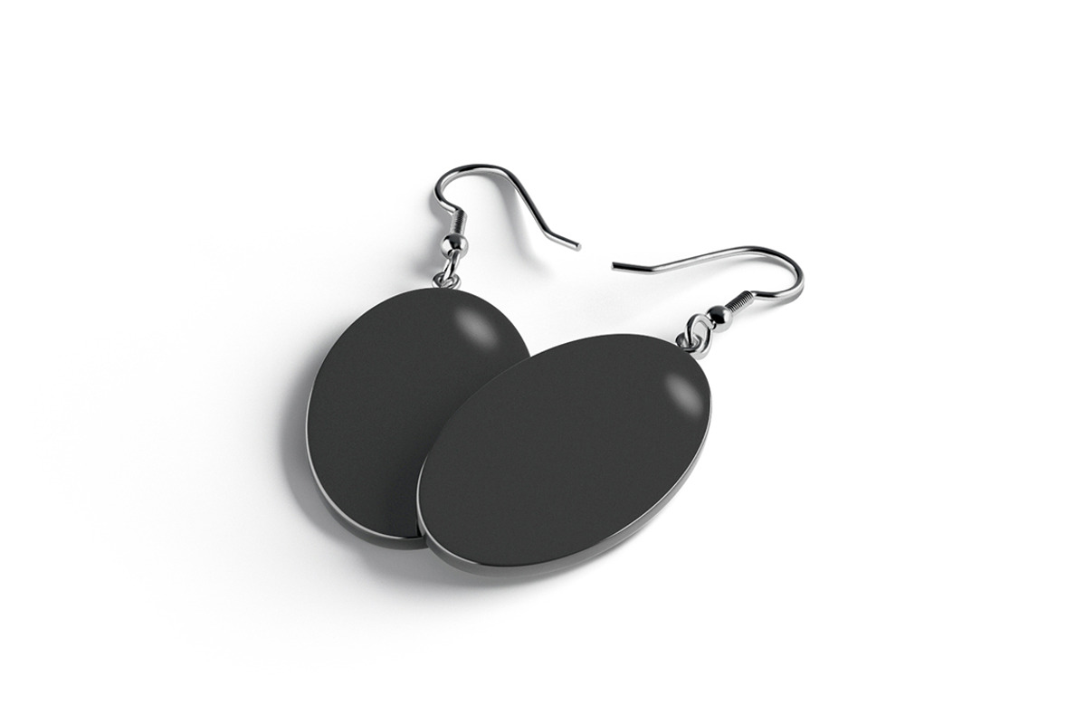 Black Oval Earring Jewelry 3D Model, an Object 3D Model by rebrandy (Photo 4 of 9)