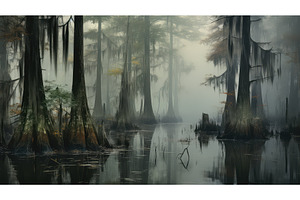 water cypress swamp landscape ai, a Background Photo by pikepicture