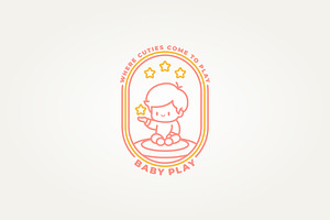 cute baby line art badge icon logo, a Branding & Logo Template by Blazybone