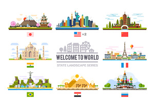 Welcome to world, flat landscape set