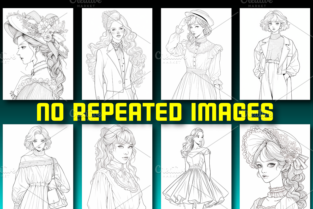 150+ Vintage Fashion Coloring Pages, a Brochure Template by Design Station (Photo 2 of 4)