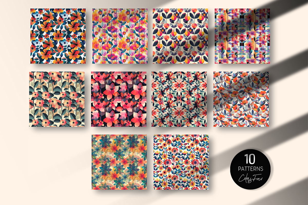 Modern Floral and Geometric Patterns, a Pattern Graphic by Colorsfav (Photo 2 of 8)