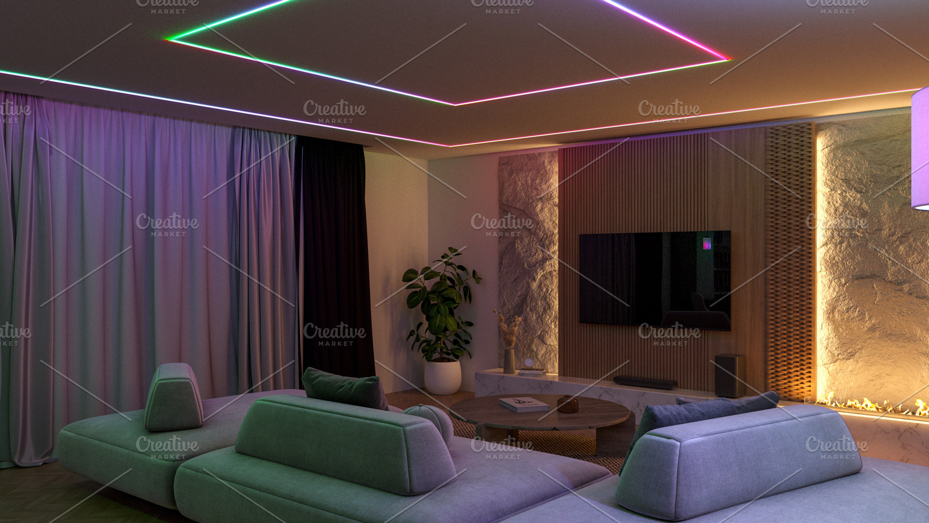 Modern living room with prominent RG, an Architecture Photo by Pozitivo