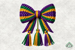 Mardi Gras Crochet Bow PNG, an Illustration by Craft Nest