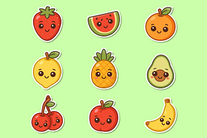 Cute Kawaii Fruit Characters