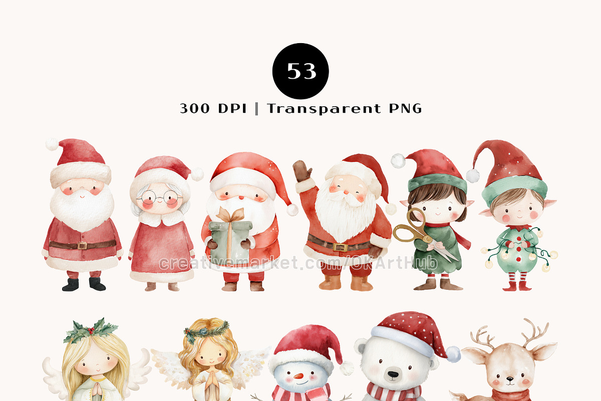 Cute Christmas Clipart – 53 PNG, a Seasonal Illustration by OKArtHub (Photo 3 of 9)