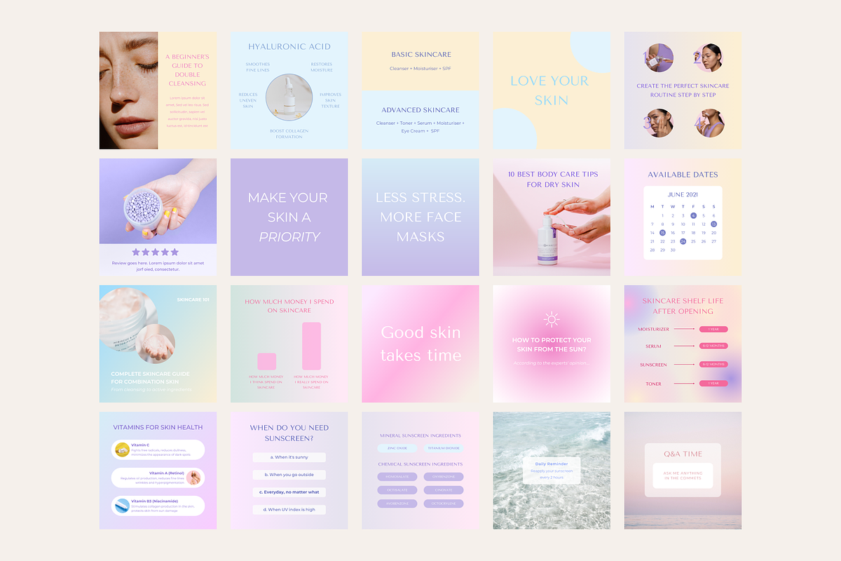 Skincare Instagram Templates | Canva, a Social Media Template by Blog&Glow (Photo 3 of 8)