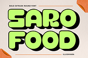 Saro Food - Bold Extrude Logo Font, a Sans Serif Font by Illushvara Design (Thumbnail 1 of 12)