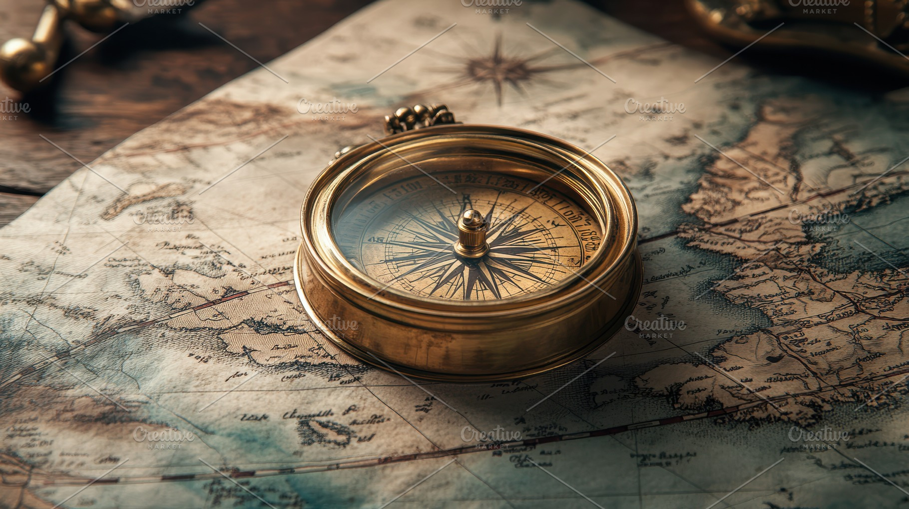 Antique Compass: Navigating History, a Background Photo by Pixeness Studio