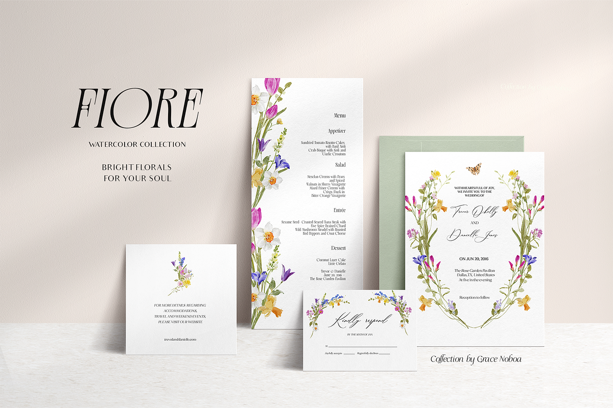 FIORE Bright watercolor flowers, a Decorative Illustration by Grace Noboa Illustrations (Photo 4 of 17)
