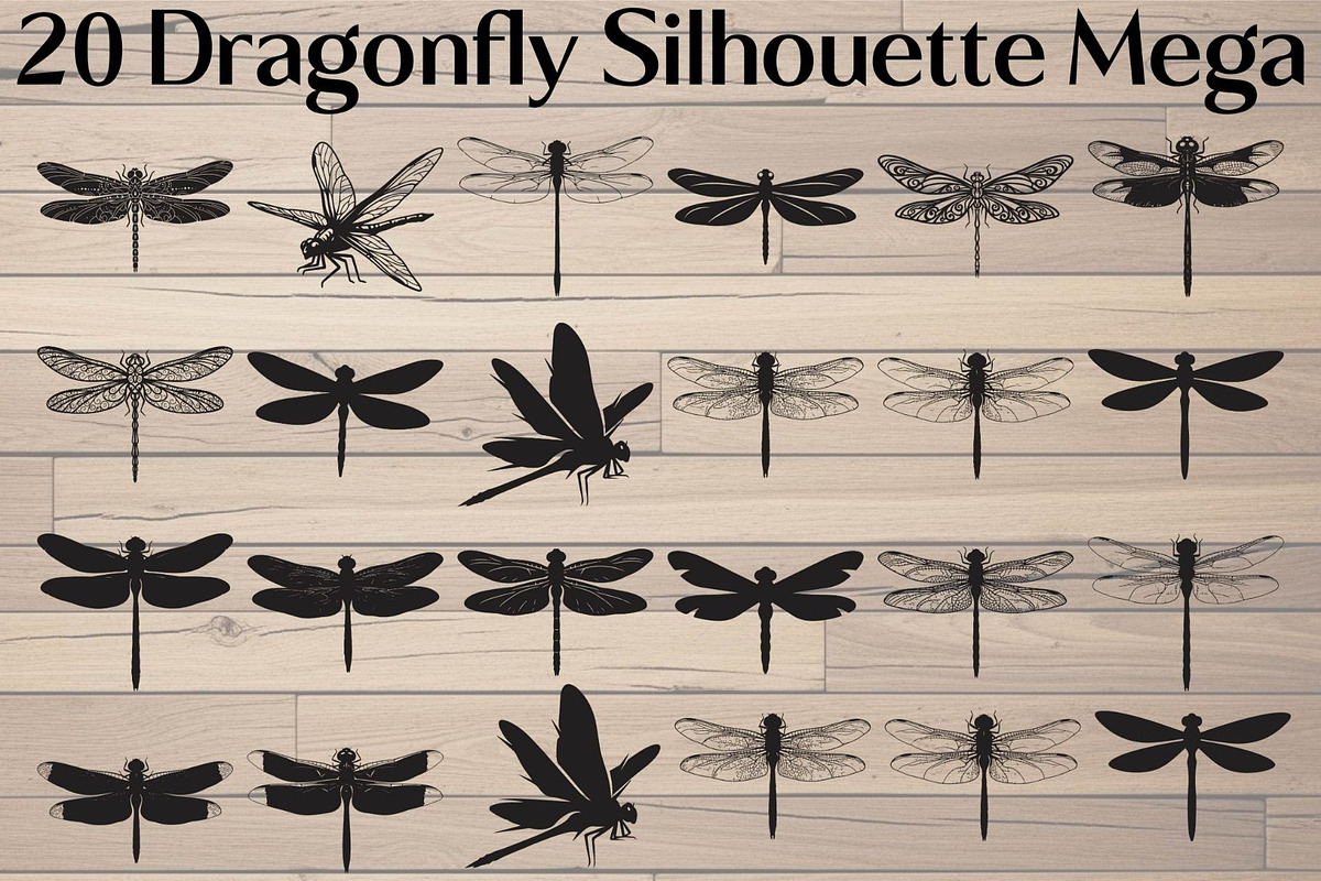 20 Dragonfly Silhouette Mega, an Object Graphic by Designer_Momina (Photo 1 of 19)