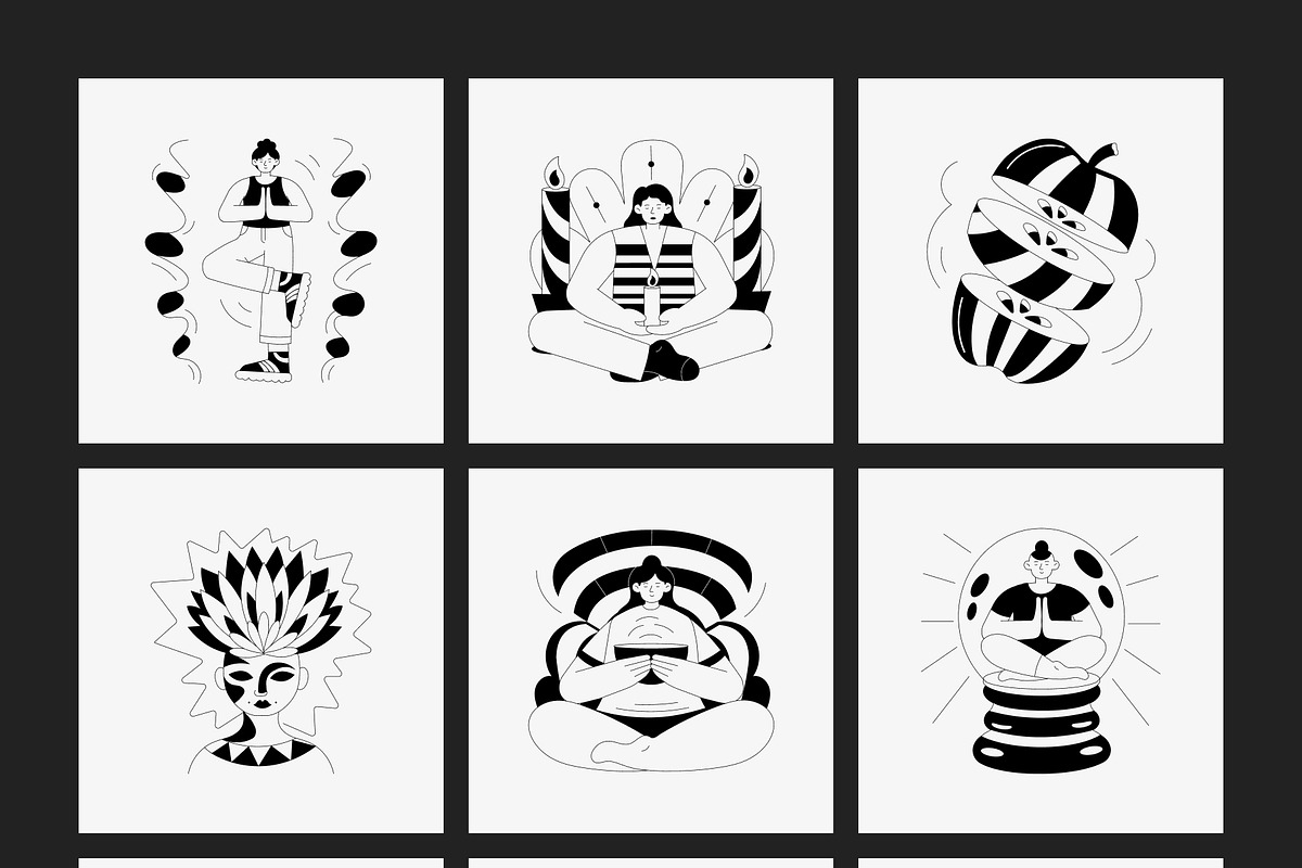 250 Monochrome Illustration Set, a Person Illustration by Vectors Market (Photo 11 of 18)