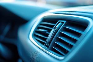 Air vent in pastel blue tones brings a cool atmosphere to the interior of the c, a Photo by AlyaAnd