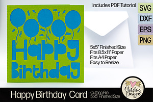 Happy Birthday Balloons SVG Card
