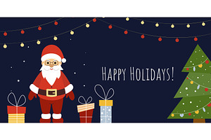Holiday banner with cute Santa, an Object Illustration by Tati_Kli
