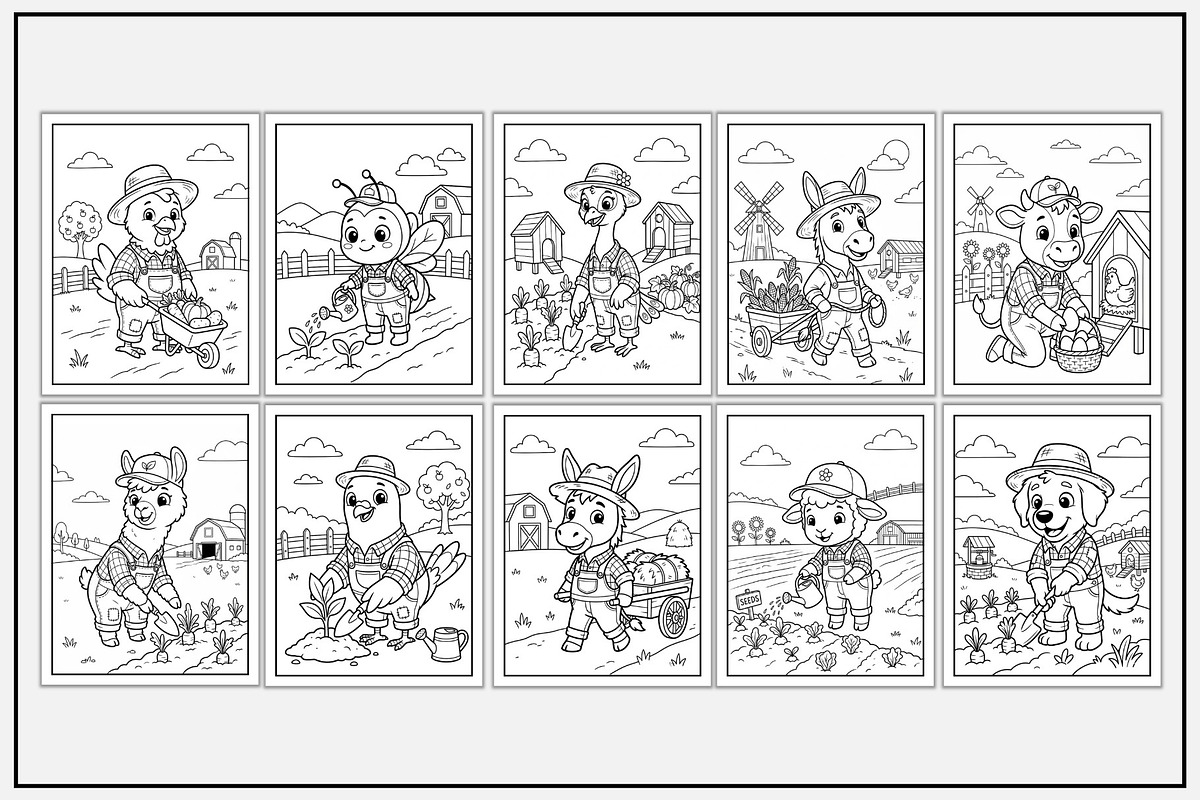 Farmer Animal Coloring Book for Kids, an Animal Illustration by Lamia Emad (Photo 2 of 5)