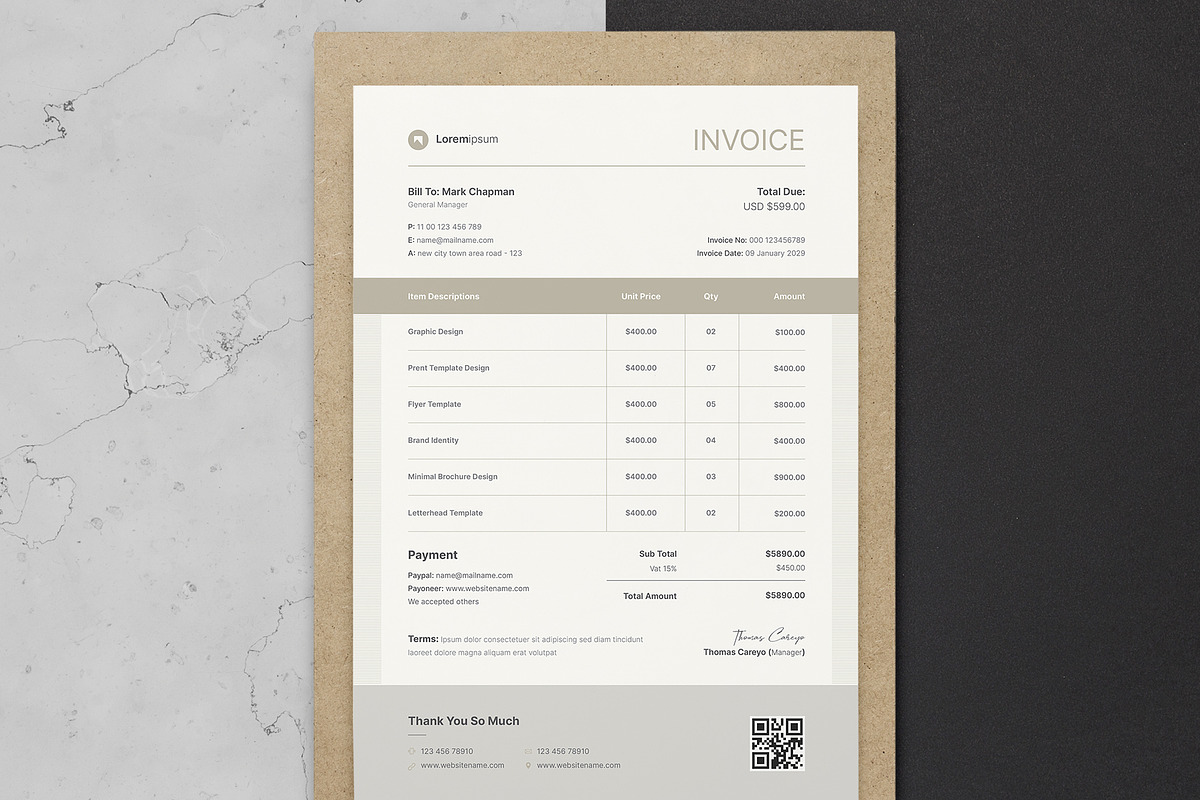 Invoice Template | Word & InDesign preview 2