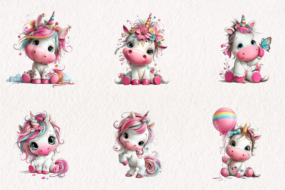 Baby Unicorns Sublimation Clipart Bu, a Work Illustration by CreationArt (Photo 6 of 7)