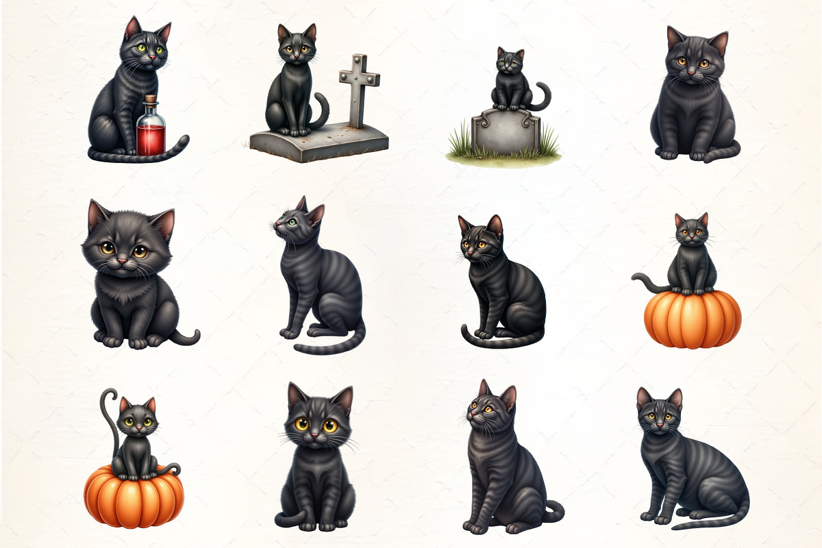 Black Cat Sitting Clipart, an Illustration by CrexoraLab (Photo 4 of 5)